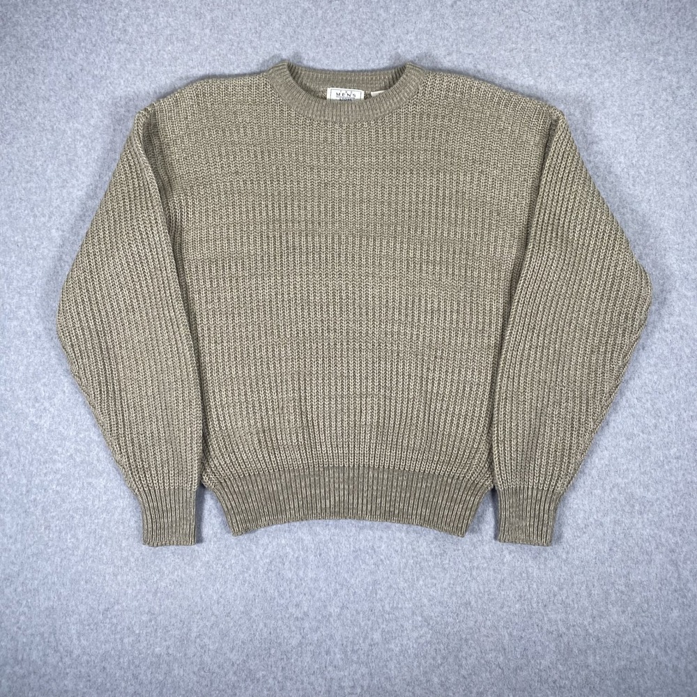 The Mens Store at Sears Sweater Mens M Tan Vintage Shaker Knit Crewneck